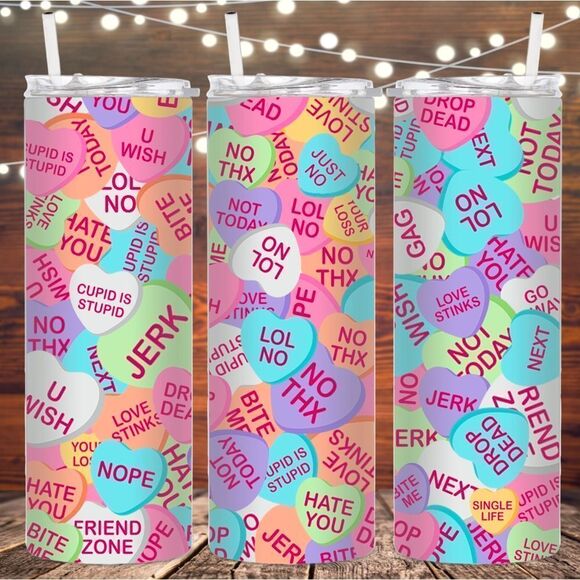 handmade Other - Anti valentines day candy hearts 20 oz metal tumbler